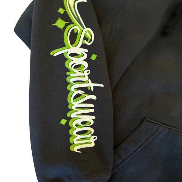 Nike Air Brush Fleece Pullover Hoodie Black/Green Size S Rare - Picture 4 of 5